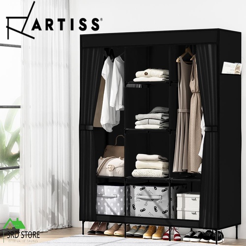 Artiss Clothes Wardrobe Closet Storage Large Portable Organiser with Shelf Black