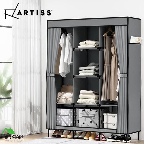 Artiss Clothes Wardrobe Closet Storage Large Portable Organiser with Shelf Grey