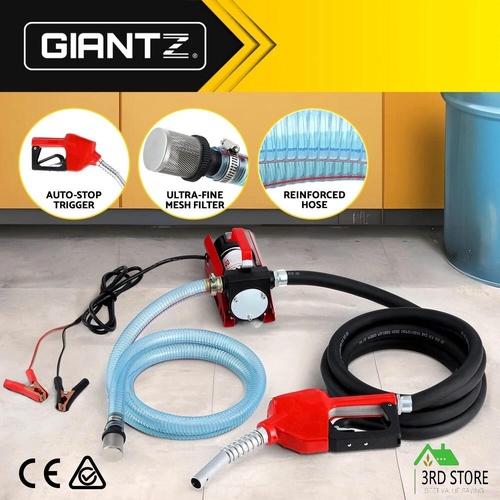 Giantz Fuel Transfer Pump Electric Diesel Kerosene Pump 12V DC 10GPM Nozzle Hose