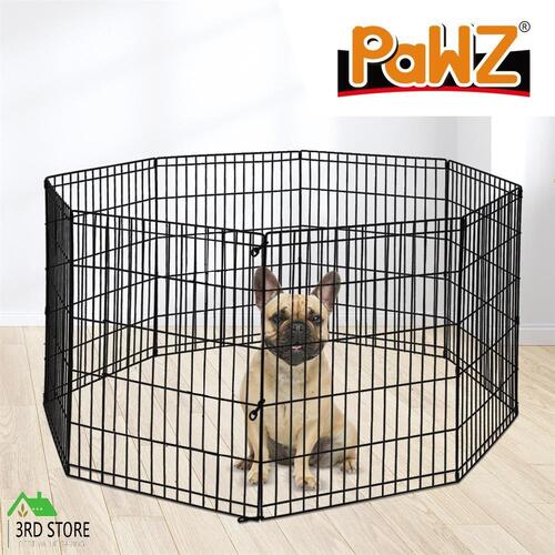 PaWz Pet Dog Playpen Exercise 8 Panel Cage Enclosure Fence Portable Black 36''