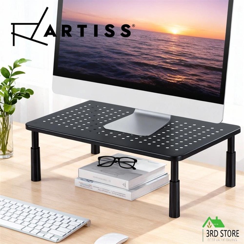 Artiss Monitor Stand Adjustable Riser For Computer Monitor And Laptop 3 Height Desk Organizer Black