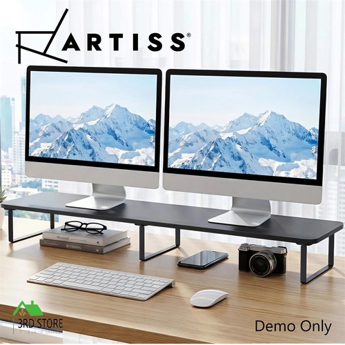 Artiss Dual Monitor Stand 100cm Riser Large Laptop Stand Desk Organiser Black
