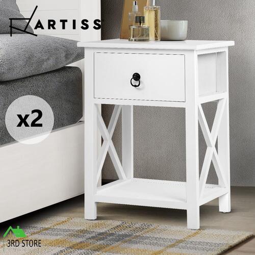 Artiss Bedside Tables Drawers Side Table Nightstand Lamp Chest Unit Cabinet x2