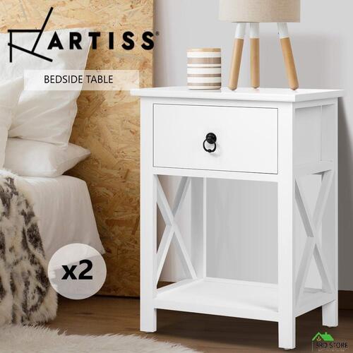 Artiss Bedside Tables Drawers Side Table Nightstand Lamp Chest Unit Cabinet x2