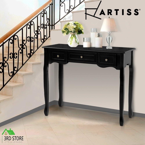 RETURNs Artiss Hallway Console Table Hall Side Dressing Entry Display 3 Drawers Black