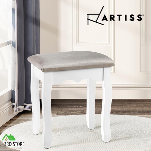 Artiss Dressing Stool Makeup Chair Bedroom Living Room Vanity Velvet Fabric Grey