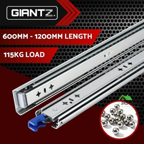 Giantz 2x Drawer Slides Heavy Duty Full Extension Locking 600-1200mm Length