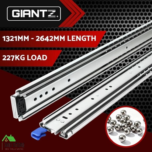 Giantz 2x Drawer Slides Full Extension Locking 227kg 1321-2642mm Length