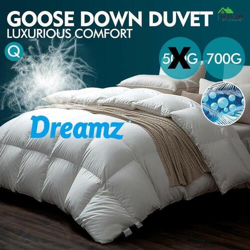 DreamZ 700GSM All Season Goose Down Feather Filling Duvet Queen Size