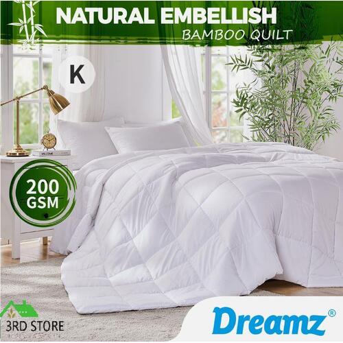 DreamZ Microfiber Bamboo Quilt Summer Winter Microfibre Doona 200GSM KING