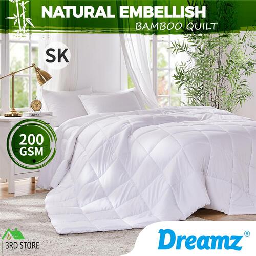 DreamZ 200GSM All Season Bamboo Winter Summer Quilt Duvet Doona Soft Super King