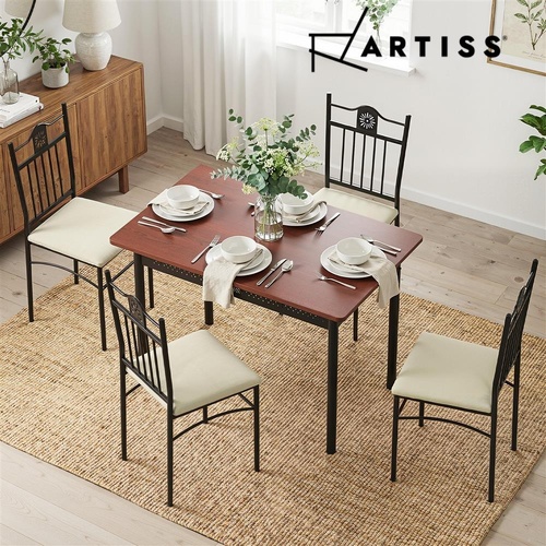 Artiss Dining Table and Chairs Set of 5 Compact Kitchen Furniture Upholstered