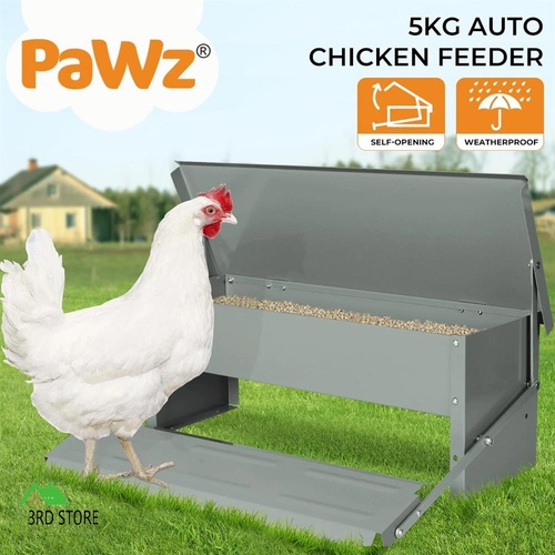 Traderight Chicken Feeder Automatic Self Opening Poultry Treadle Outdoor 5KG