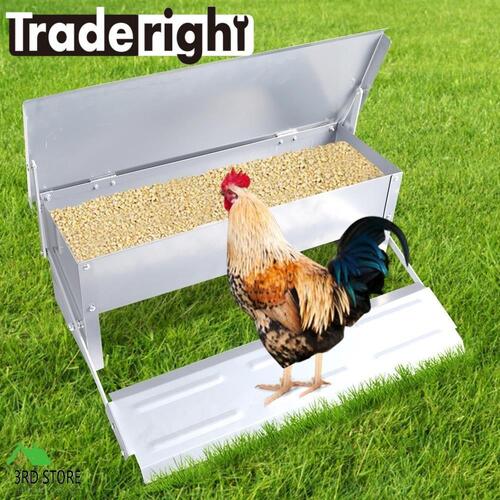 Traderight Chicken Feeder Automatic Self Opening Poultry Treadle Outdoor 5KG