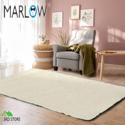 Marlow Floor Mat Rugs Shaggy Rug Area Carpet Large Soft Mats 300x200cm Cream