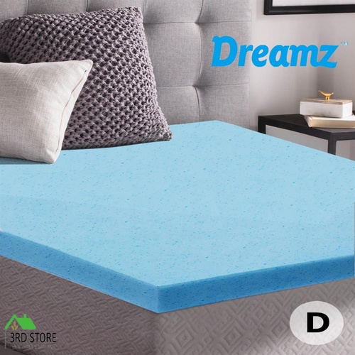 DreamZ Double Size 5cm Thickness Cool Gel Memory Foam Mattress Topper with Bamboo Fabric