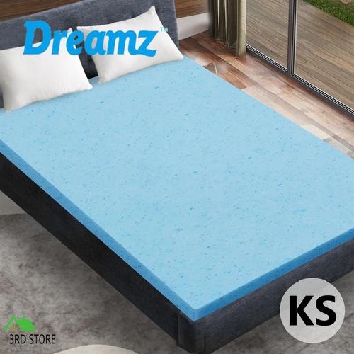 DreamZ 5cm Thickness Cool Gel Memory Foam Mattress Topper Bamboo King Single
