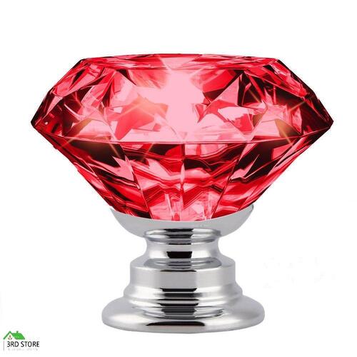 10 Pcs 40mm Red Diamond Shape Glass Door Knob Drawer Handle