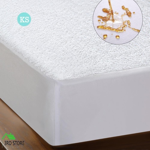 DreamZ Terry Cotton Fyllt Fitted Waterproof Mattress Protector in King Single Size