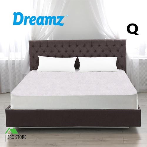 DreamZ Terry Cotton Fully Fitted Waterproof Mattress Protector in Queen Size