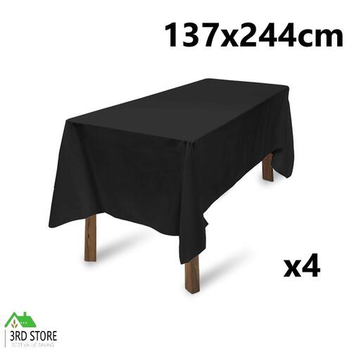 4 Pcs 220 GSM Rectangle Tablecloths in 137x244cm in Black Colour