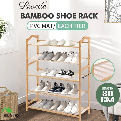 Levede Bamboo Shoe Rack Storage Wooden Organizer Shelf Stand 5 Tiers Layers 80cm