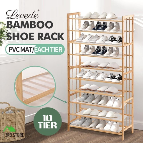 Levede 10 Tiers 80cm Wide Bamboo Shoe Rack Storage Wooden Organizer Shelf Stand