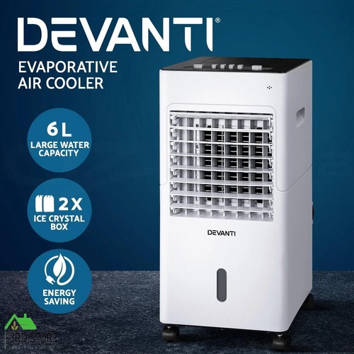 RETURNs Devanti Evaporative Air Cooler Conditioner Portable 6L Cooling Fan Humidifier
