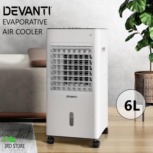 RETURNs Devanti Evaporative Air Cooler Conditioner Portable 6L Cooling Fan Humidifier
