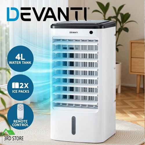 Devanti Evaporative Air Cooler 4L Portable Air Conditioner w/ Remote Control