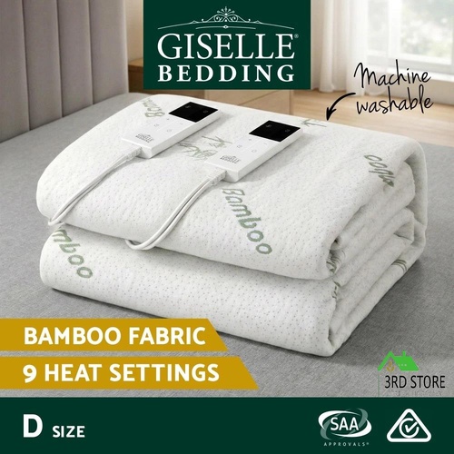 Giselle Electric Blanket Bamboo Fabric Double Fitted Heated Pad Underlay Washable Winter