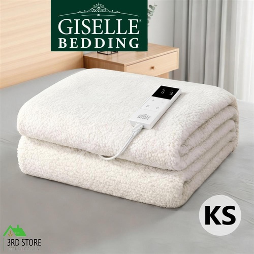 Giselle Electric Blanket LED Remote Sherpa Fleece Underlay Fully Fitted Machine Washable King Single