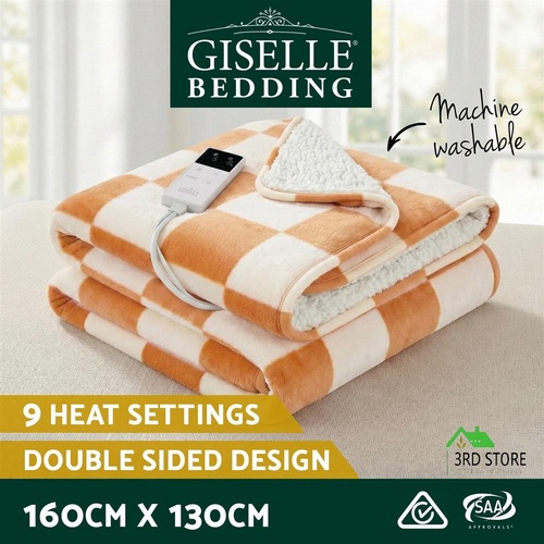 Giselle Electric Throw Rug Dual Side Fleece Flannel Heated Blanket Yellow