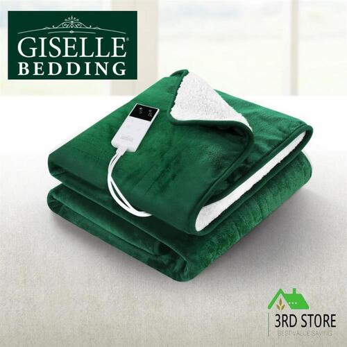 Giselle Electric Throw Rug Heated Blanket Double Sided Green