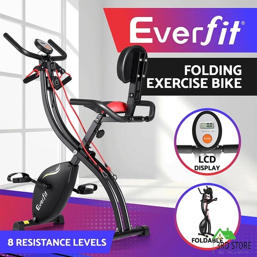 Everfit Folding Exercise Bike Magnetic X-Bike Indoor Cycling Resistance Rope