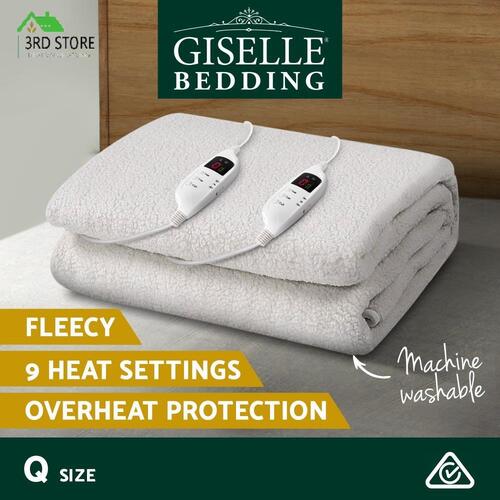 Giselle Electric Blanket Queen Fitted Heated Pad Fleecy Underlay Washable Winter