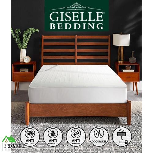Giselle Electric Blanket Single Fully Fitted Heated Polyester Pad Warm Washable
