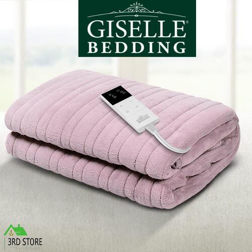 Giselle Bedding Heated Electric Throw Rug Fleece Sunggle Blanket Washable Pink