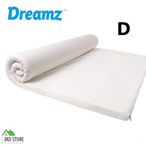 DreamZ 7cm Thickness Memory Foam Mattress Topper w/ Polyester Underlay Double