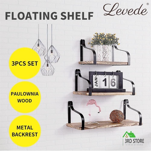 Levede Floating Shelf Wall Mount Brackets Display Shelves Bookshelf Rack 3 Level