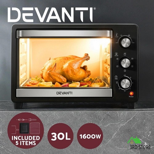 Devanti 30L Convection Oven Electric Fryer Ovens 1600W