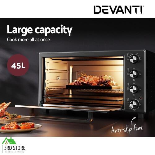RETURNs Devanti Convection Oven 45L Electric Cooker Bake Rotisserie Grill Accessories