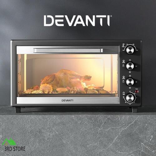 Devanti Electric Convection Oven Bake Benchtop Rotisserie Grill 60L