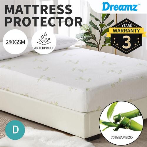 Dreamz Mattress Protector Bamboo Fully Fitted Cover Waterproof Topper Double