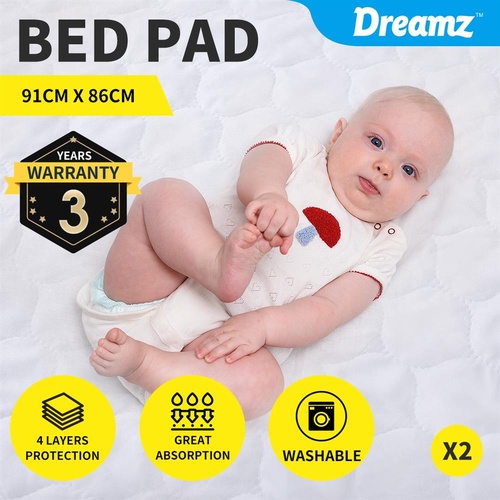 Dreamz Bed Pad Waterproof Protector Absorbent Underpad Washable SIngle x2