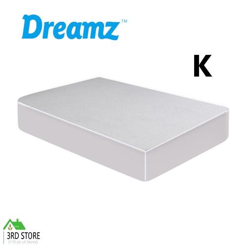 DreamZ King 183x203x35cm 100% Cotton Stripe Waterproof Mattress Protector