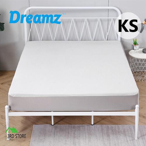 DreamZ King Single 107x203x35cm 100% Cotton Stripe Waterproof Mattress Protector