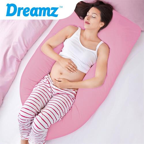 DreamZ Maternity Pregnancy Pillow with Removable Pillow Case in Pink Colour