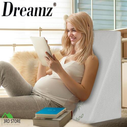DreamZ Bedding Wedge Pillow Memory Foam Cushion Back Neck Support Bamboo 25cm