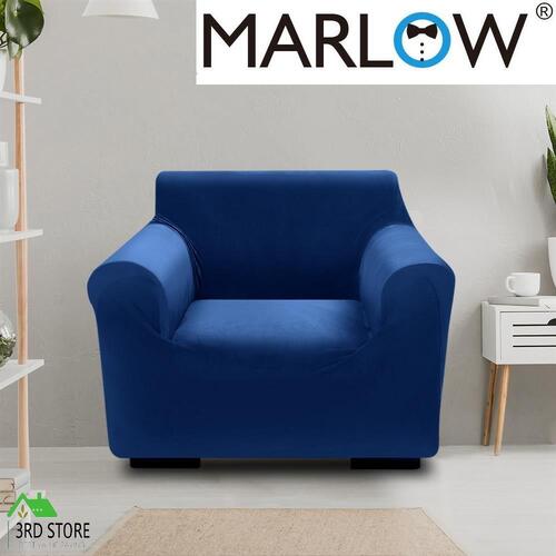 Marlow Stretch Sofa Cover Couch Lounge Slipcover Protector 1 Seater Plush Navy